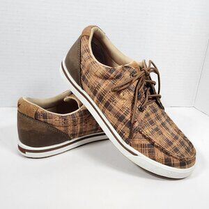 Women’s Casual Twisted X® Kicks Tan & Bomber Plaid Oxford Sneaker. Size 7.5